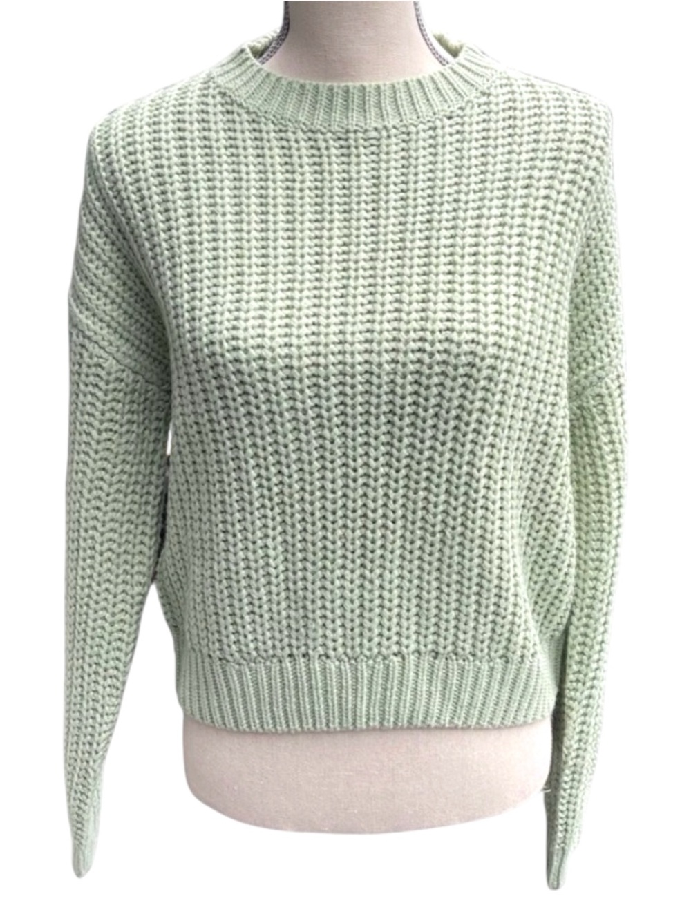 NWT Noisy May Smoke Green Charlie Oversize Crew Neck Crop Sweater (M)